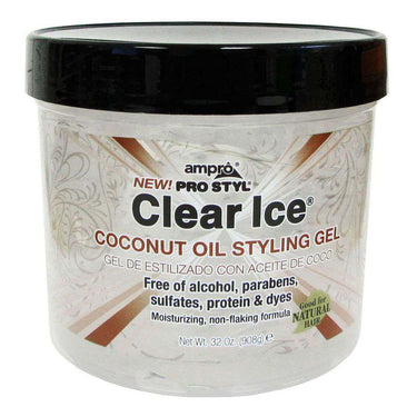 AMPRO Clear Ice - Coconut Oil Styling Gel (32 oz), Sareya Beauty supply store in calgary